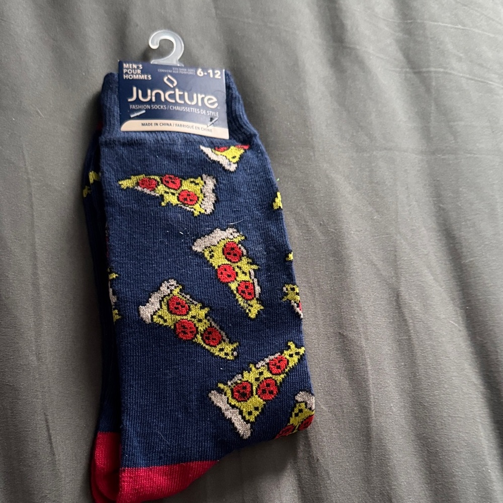 Juncture Navy Pizza Pattern Casual Socks